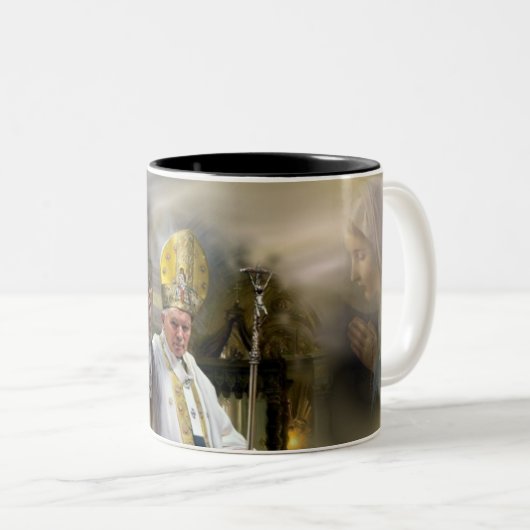 Papst Johannes Paul II. Zweifarbige Tasse (VorderseiteRechts)