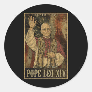 Papst Leo Xiv 14. Erster amerikanischer Papst USA  Runder Aufkleber