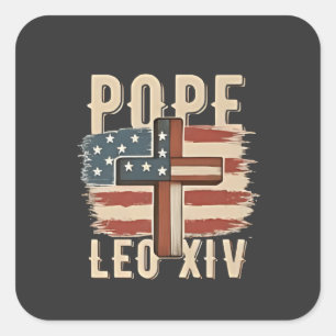 Papst Leo XIV Christliche Kirche Da Papst USA-Flag Quadratischer Aufkleber