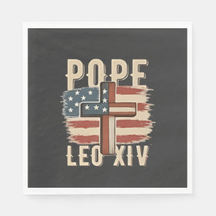 Papst Leo XIV Christliche Kirche Da Papst USA-Flag Serviette