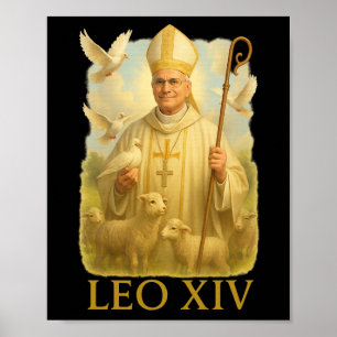 Papst Leo Xiv Doves - Christlich katholischer Glau Poster