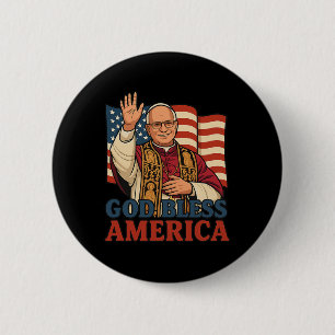 Papst Leo Xiv Gott segne Amerika Fahne Papst Button