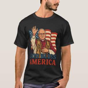 Papst Leo Xiv Gott segne Amerika Fahne Papst T-Shirt