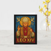 Papst Leo Xiv - Göttliche Mosaik Art Christlich Ca Karte (Gelbe Blume)