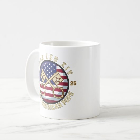 Papst Leo XIV. Historischer Erster amerikanischer Kaffeetasse (Vorderseite Links)