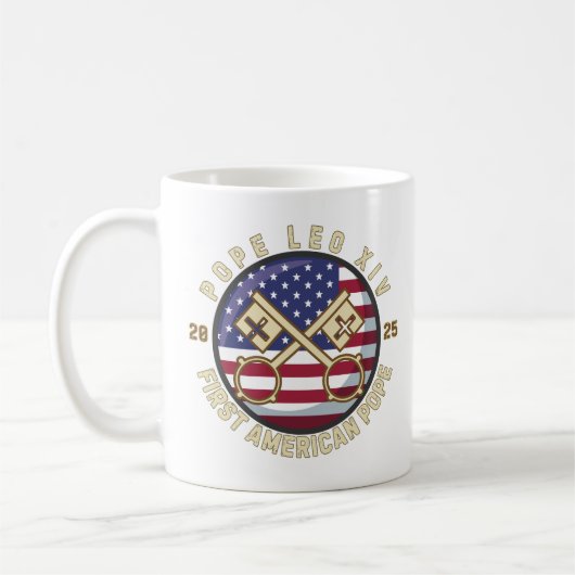 Papst Leo XIV. Historischer Erster amerikanischer Kaffeetasse (Links)