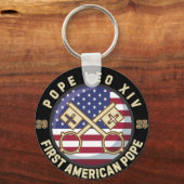 Papst Leo XIV. Historischer Erster amerikanischer  Schlüsselanhänger (Rückseite)