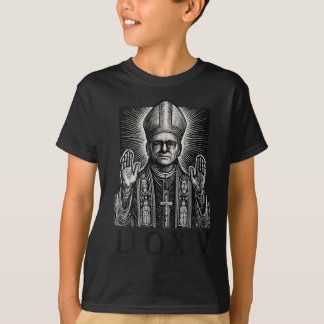 Papst Leo Xiv Holzschnitt Radierung Römisch Kathol T-Shirt