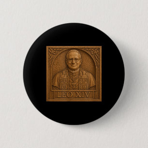 Papst Leo Xiv _ Holzschnitzen Christlich katholisc Button