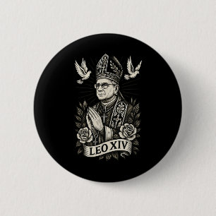 Papst Leo Xiv - Katholische Tattoo Style Christlic Button