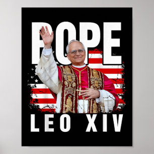 Papst Leo Xiv New Pope First American Pope Flag Pr Poster