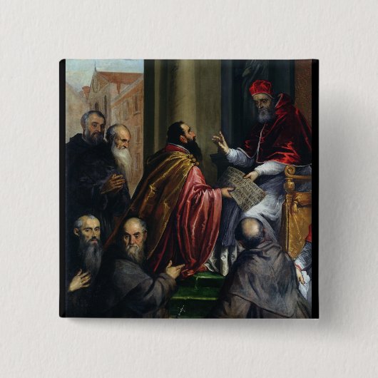 Papst Paul IV ein Statut überreichend Button (Vorderseite)