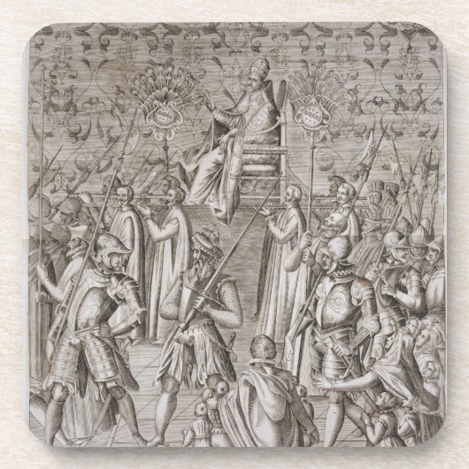 Papst Sixtus V (1521-90) wird zur Zeremonie Untersetzer (Vorderseite)