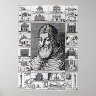 Papst Sixtus V., umgeben von den Kirchen Poster