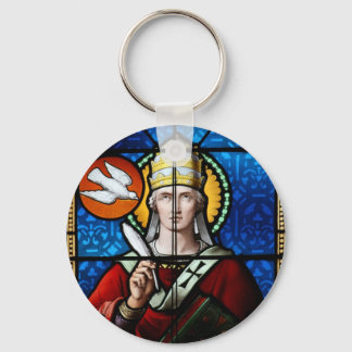 Papst St. Gregory, der große, festgehaltene Glass Schlüsselanhänger