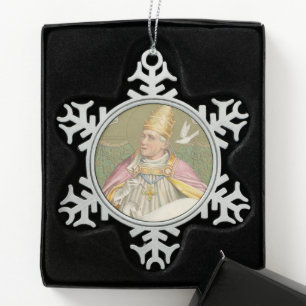 Papst St. Gregory der Große (M 067) Schneeflocken Zinn-Ornament