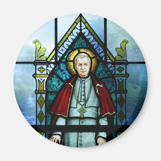 Papst St. Pius X Gestaltete Glaskunst Magnet (Vorne)
