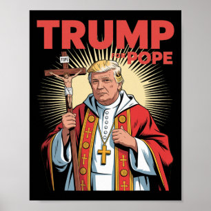 Papst Trump Funny Trump Vatican Christlich Retro C Poster