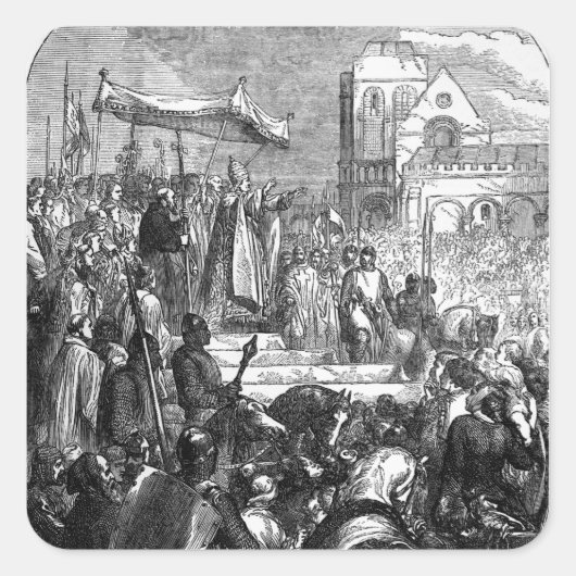 Papst Urban II Predigen des ersten Kreuzzugs Quadratischer Aufkleber (Vorderseite)