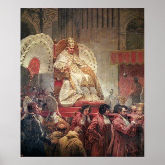 Papst VIII. Petrus am Sedia Gestatoria Poster (Vorne)