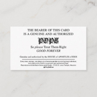 Papstkarten der Discorden Visitenkarte