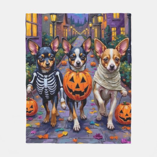 Päpstliche Hunde Trick-oder-Treating Halloween-Kos Fleecedecke (Vorderseite)