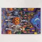 Päpstliche Hunde Trick-oder-Treating Halloween-Kos Puzzle (Horizontal)
