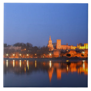 Papstpalast in Avignon und die Rhone bei Fliese