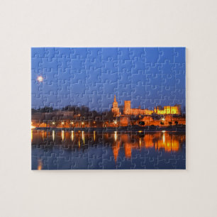 Papstpalast in Avignon und die Rhone bei Puzzle