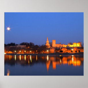 Papstpalast in Avignon und Rhone am Poster