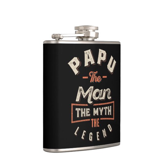 Papu The Man Myth Legend Großvater Geschenk Männer Flachmann (Rechts)