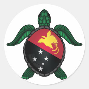 Papua-Meerschildkrötenflagge neue Guinea Runder Aufkleber