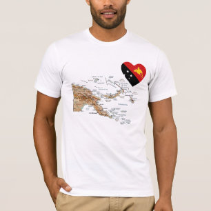 Papua-Neu-Guinea Flaggen-Herz und Karten-T - Shirt