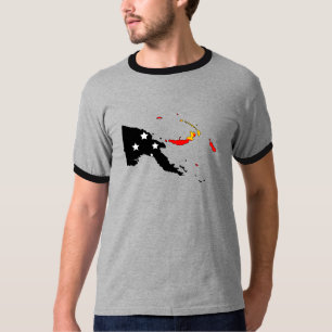 Papua-Neu-Guinea Flaggen-Karte Größengleich T-Shirt