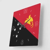 Papua Neue Guinea Flag rot Schwarze Zahlen Patriot Quadratische Wanduhr (Winkel)