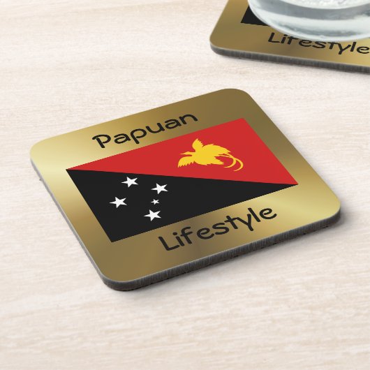 Papua neue Guinea Flag+Text Untersetzer (Linke Seite)