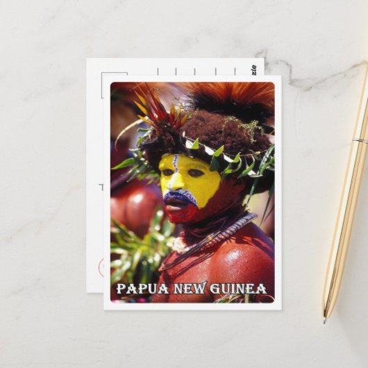 Papua - Neue Guinea - Huli Wigman - Postkarte (Vorderseite/Rückseite Beispiel)