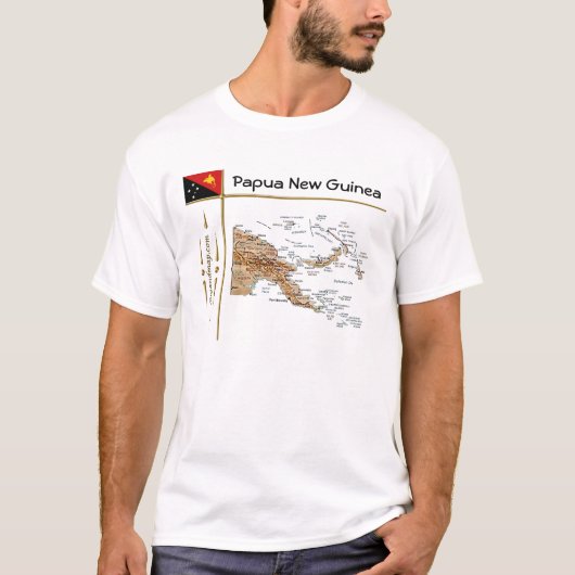 Papua Neue Guinea Karte + Flag + Titel T - Shirt (Vorderseite)