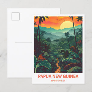 Papua Neue Guinea Regenwald Illustration Travel Postkarte