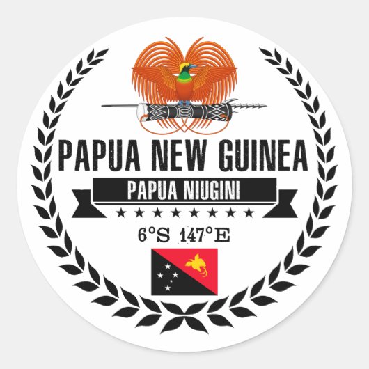 Papua Neue Guinea Runder Aufkleber (Vorderseite)