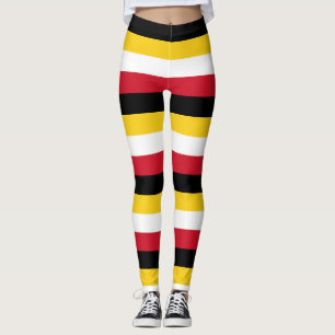 Papua-Neuguinea-Flagge Farben horizontal gestreift Leggings