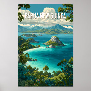 Papua-Neuguinea Illustration Reise Kunst Vintage Poster
