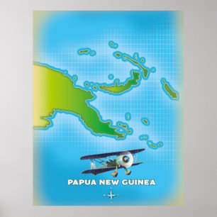 Papua-Neuguinea-Karte. Poster