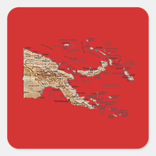 Papua-Neuguinea-Kartenaufkleber Quadratischer Aufkleber