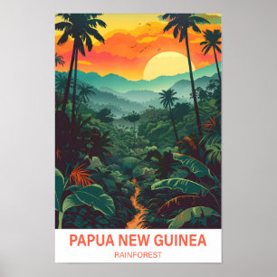 Papua-Neuguinea-Regenwald-Illustration Reise Poster