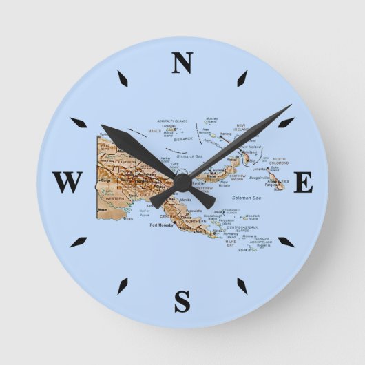 Papua New Guinea Map Clock Runde Wanduhr (Vorderseite)