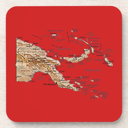 Papua New Guinea Map Untersetzer (Vorderseite)