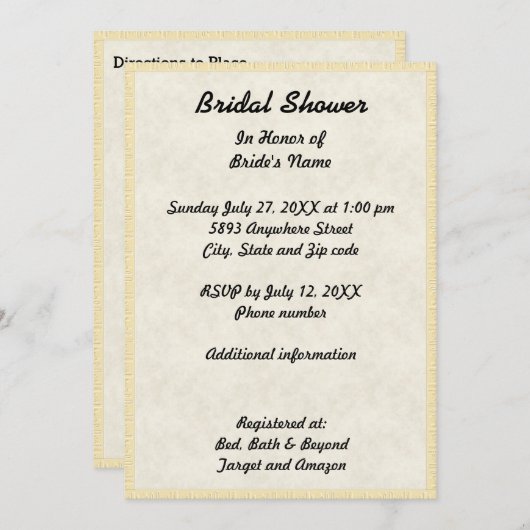 Papyrus Light Tan Paper Image Brautparty Einladung (Vorne/Hinten)