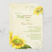 Papyrus Sonnenblumen 70. Geburtstagsparty Einladung (Vorne/Hinten)