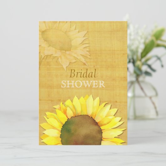 Papyrus Sunflower Rustic Fall Brautparty Einladung (Stehend Vorderseite)